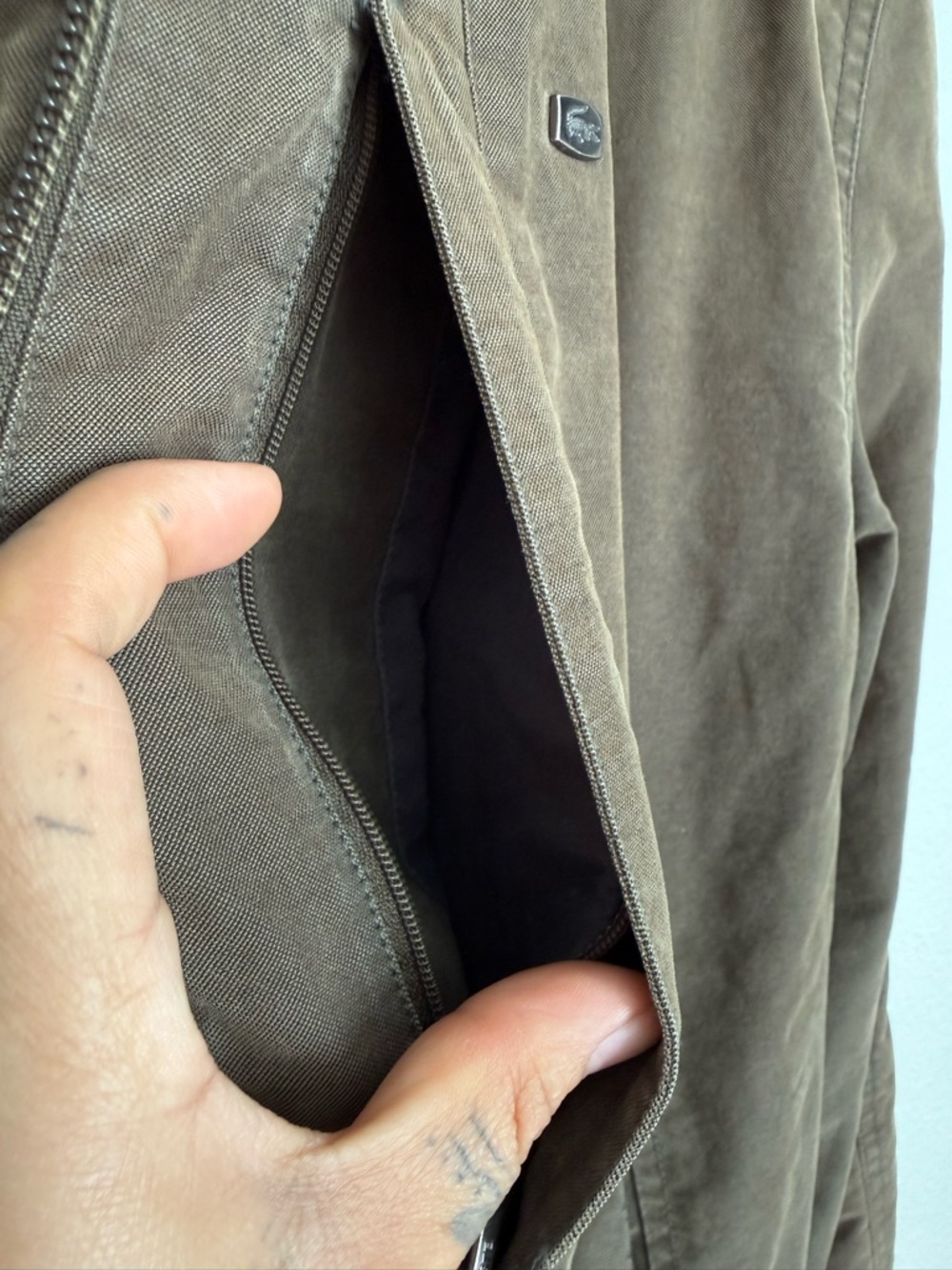 Lacoste Vintage 90s Brown Olive Zip-Up Bomber Jacket - Picture 6 of 13